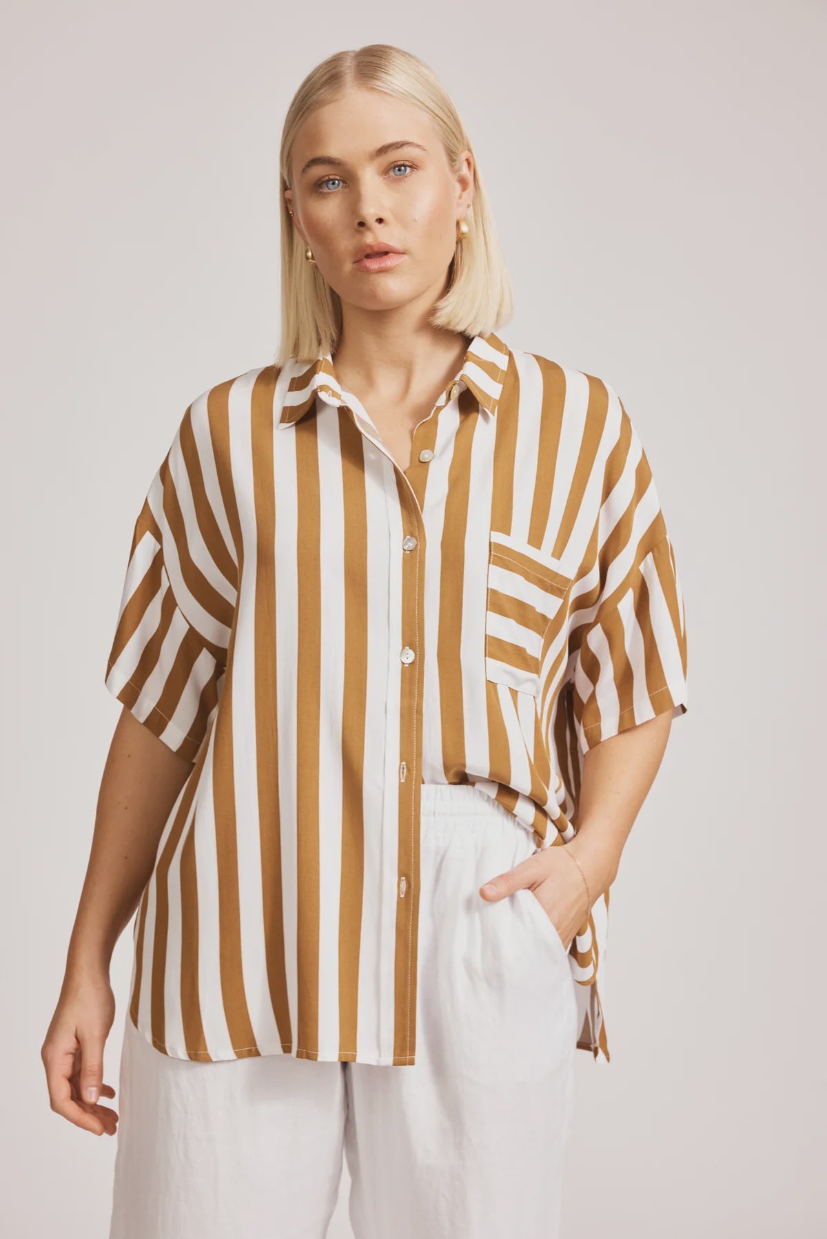 Treville  Stripe Shirt - Caramel
