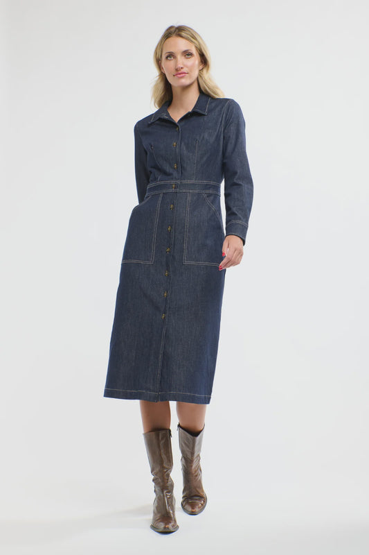 SABRINA DARK DENIM DRESS
