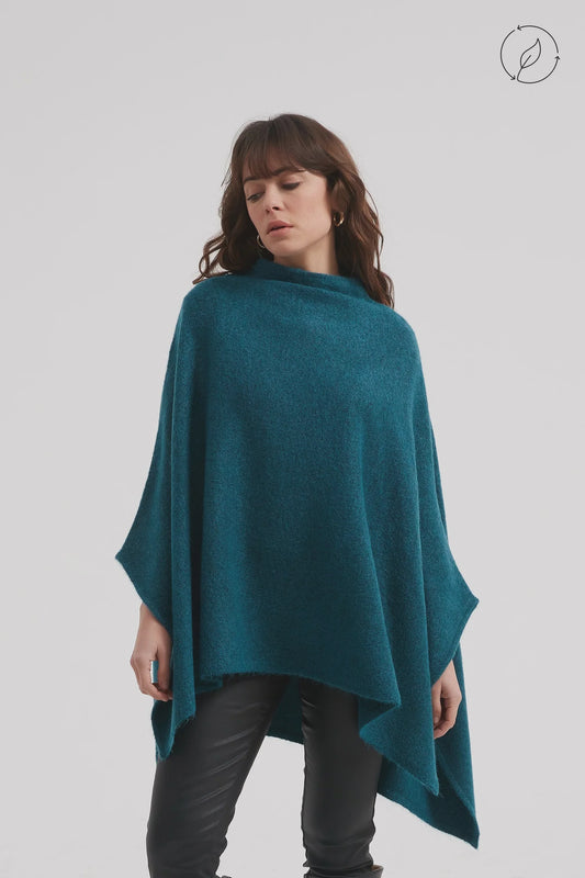 Funnel Neck Shawl Teal Blue (One Size)