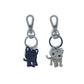 Glitter Cat Leather Keyring - Silver