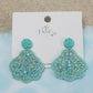 Sea Shell Beaded Earrings - Light Blue