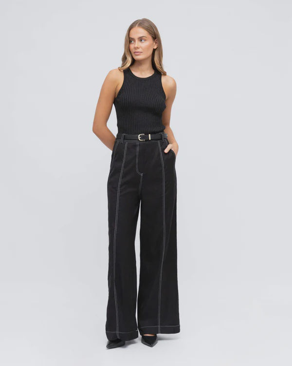 Bond Contrast Trim Pants Black