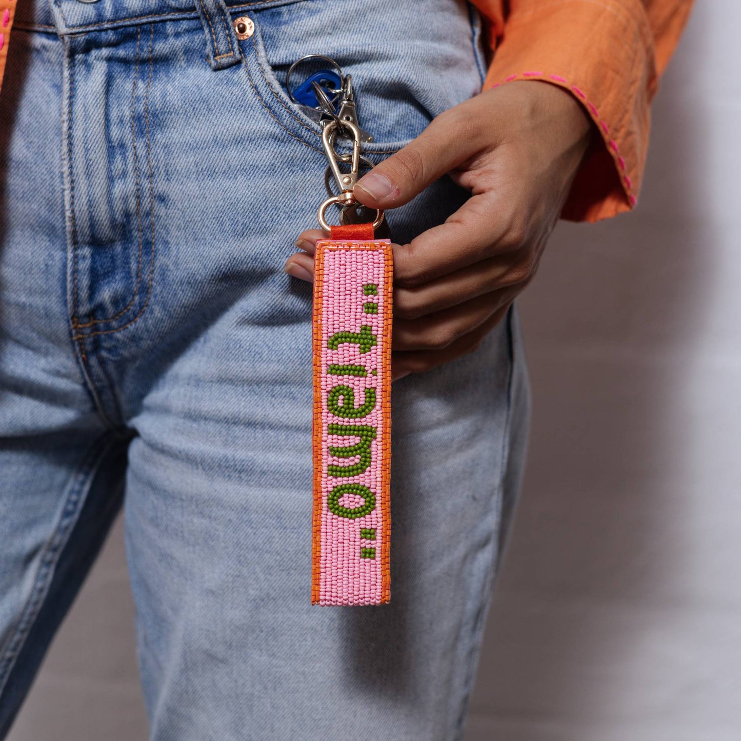 Pink Green Orange Tiamo Love Keychain