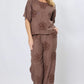 100% Linen Candlewick Embroidery Top Mocha