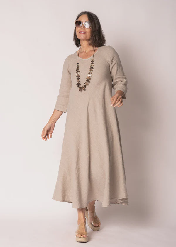 Brontie Linen Dress Latte