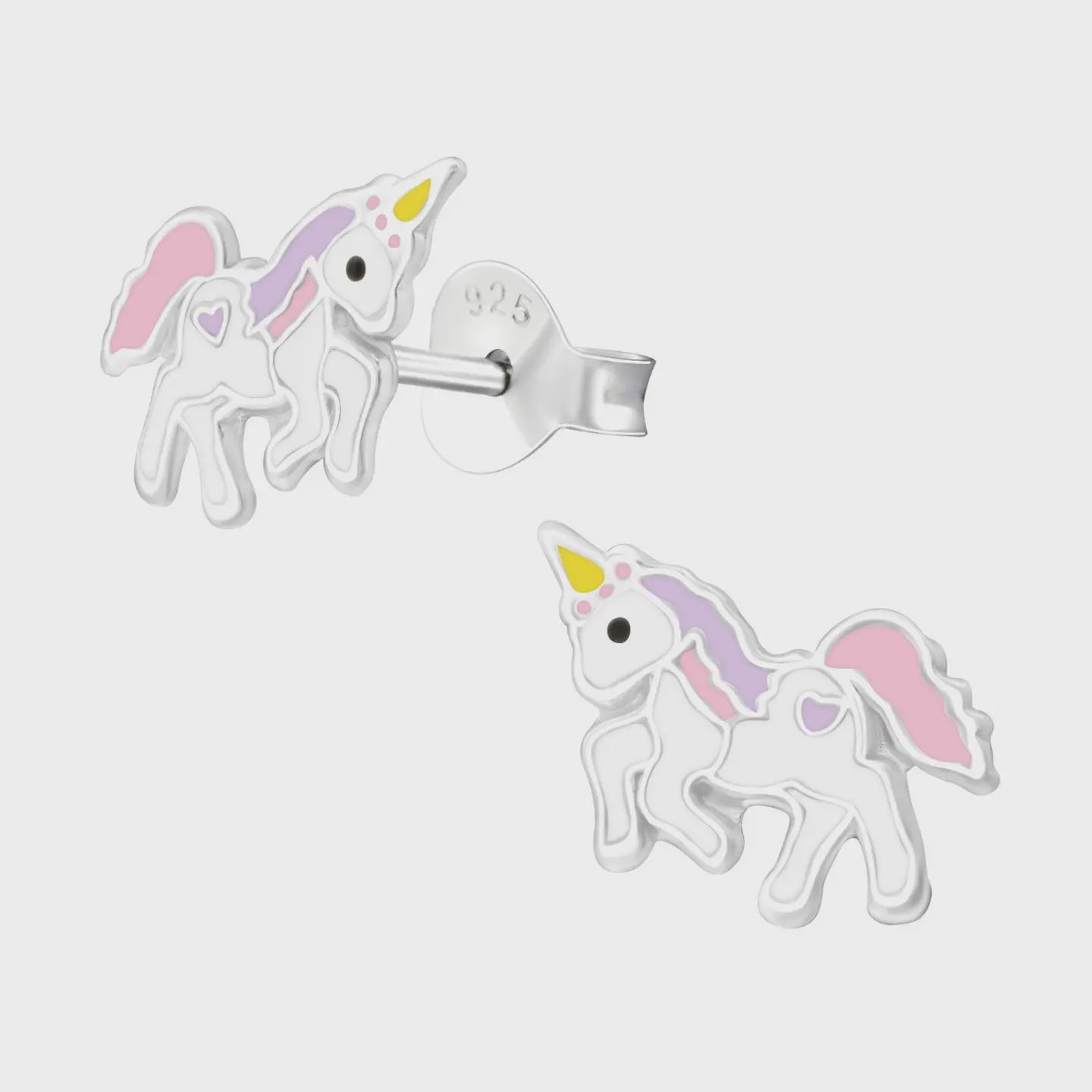 Silver Unicorn Stud Earrings - Epoxy