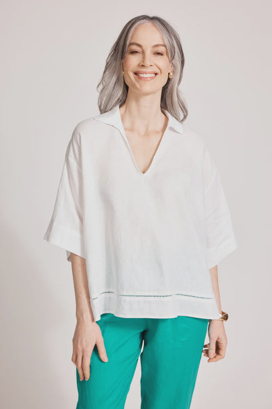 Miramar Collared Top White