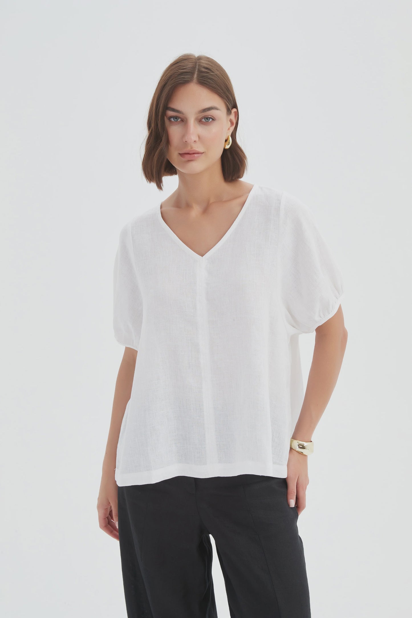 Bishop Sleeve Top - White