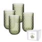 BULLE GLASS TUMBLER 440ML GREEN SET4
