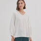 BISHOP LONG SLEEVE LINEN TOP WHITE