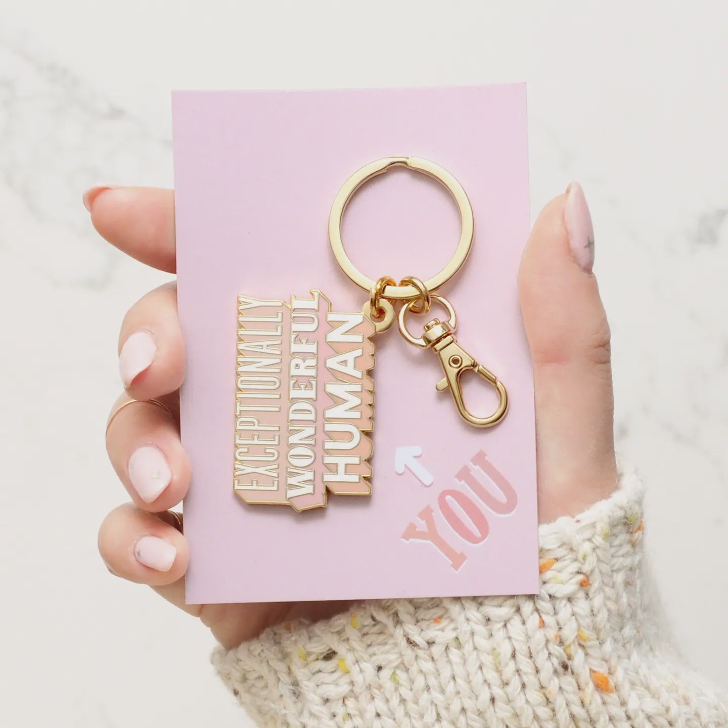 Exceptionally Wonderful Human - Enamel Key RIng