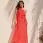 Baja One Shoulder Dress Punch