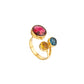 Gemma Tri Stone Ring Gold Plated