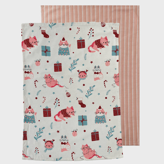 Merry Meow Tea Towel 2pk
