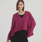 V Neck Oversized Layer Top Fuschia
