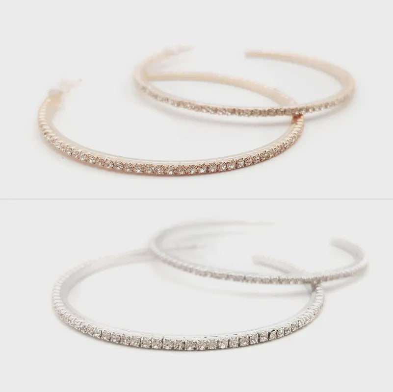 Dainty Hoop Earrings Crystal Silver