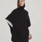 BUTTON DETAIL ASYMMETRIC PONCHO BLACK (One Size)