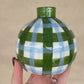 Round Bud Vase - Emerald & Cornflower Gingham