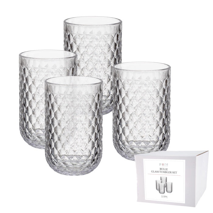 BULLE GLASS TUMBLER 440ML CLEAR SET4
