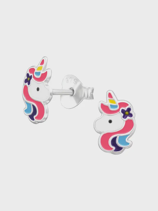 Silver Unicorn Stud Earrings - Epoxy x