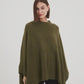 V Detail Oversized Knit  Dark Moss (One Size)
