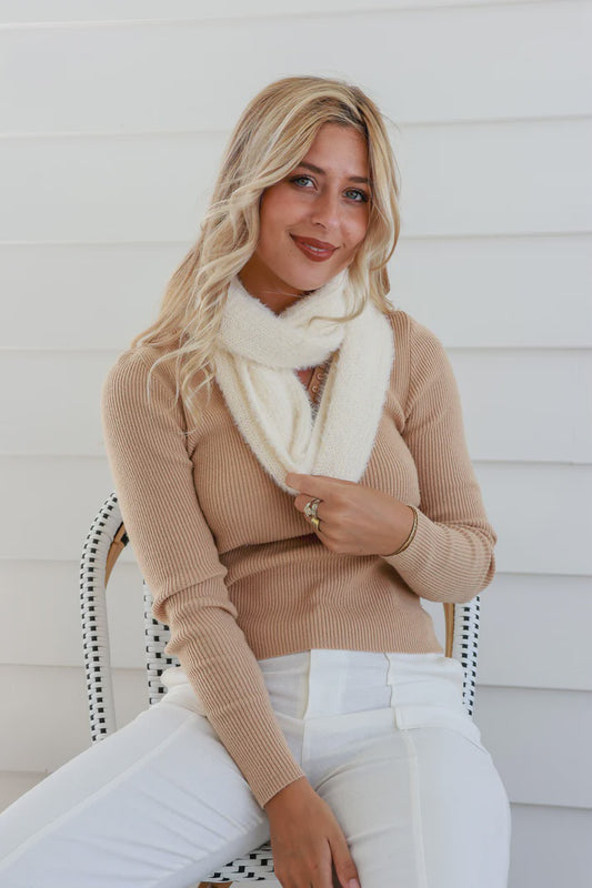 Elaina Winter White Snood Scarf