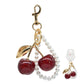SUZIE PEARL LOOP KEYRING DOUBLE RED CHERRY