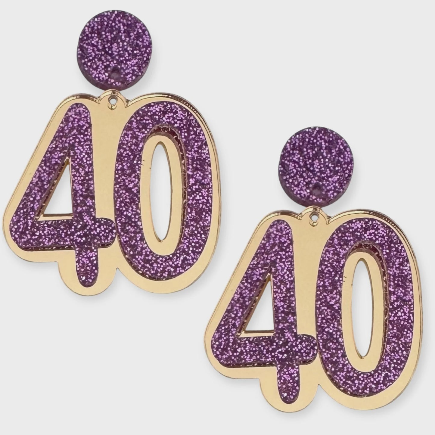 40 Birthday Earrings (Gold / Purple)