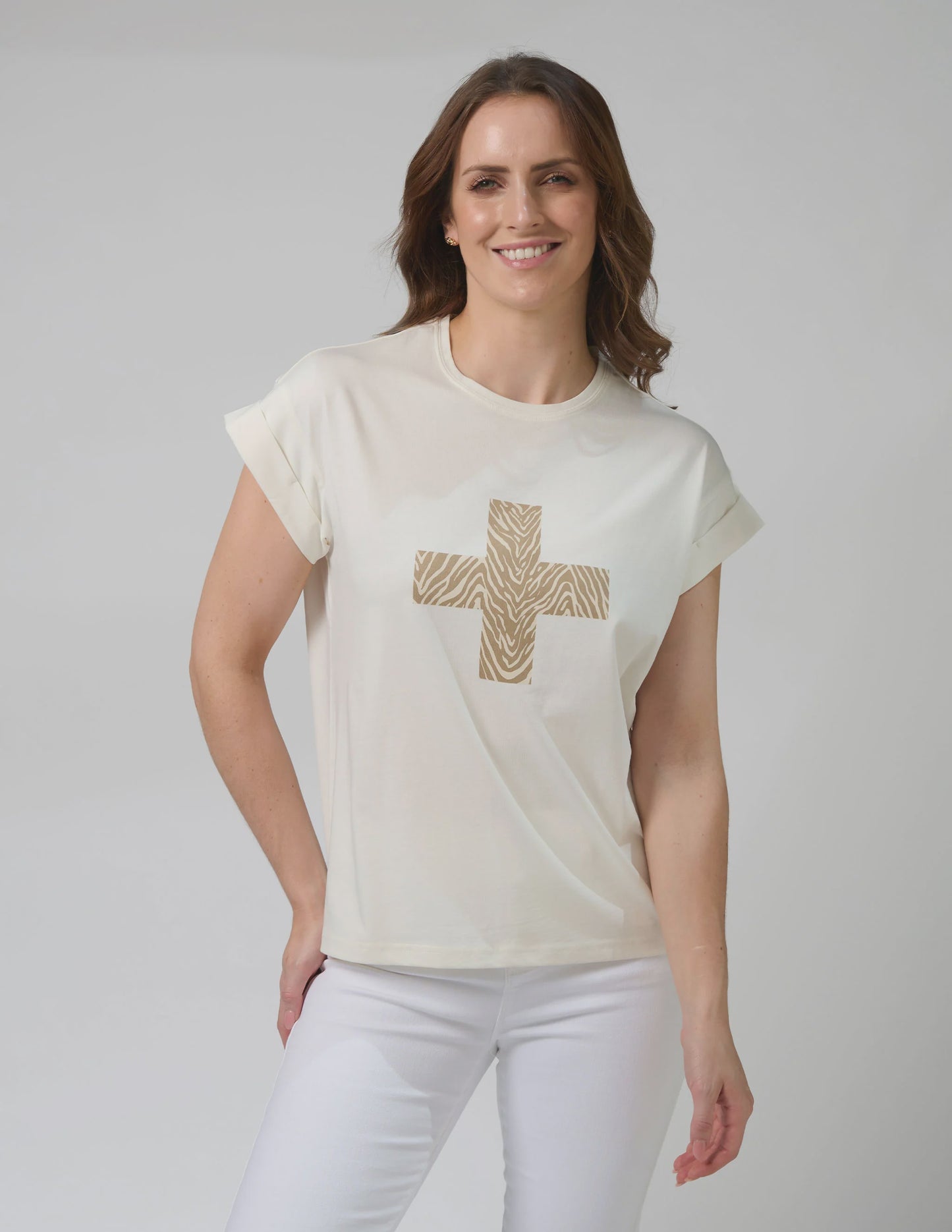 Cuff Tee Zebra Cross - Cream