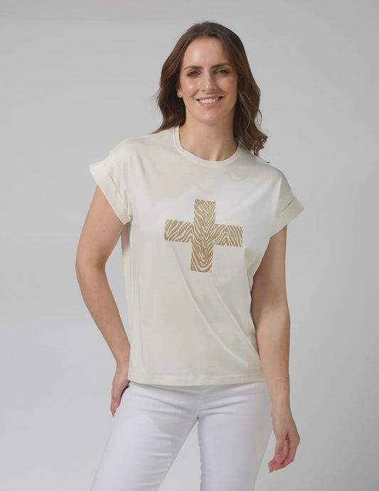 Cuff Tee Zebra Cross - Cream