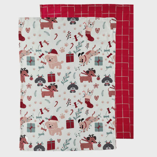 Holiday Hounds Christmas Tea Towel 2pk