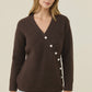 Miru Button Cardigan - Chocolate