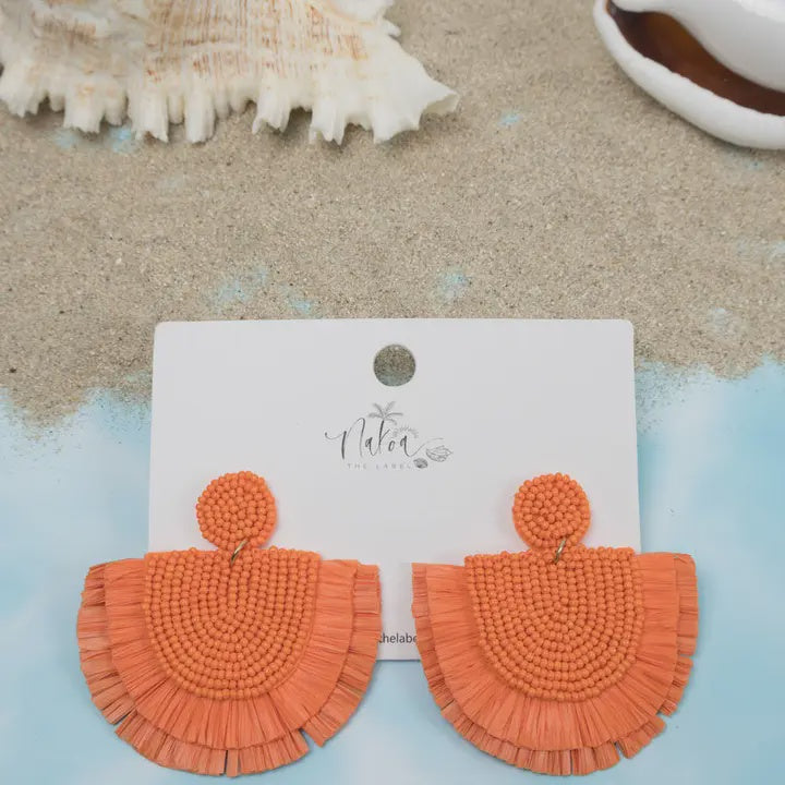 Tropics Beaded Raffia Earrings (5 Assorted Colours)