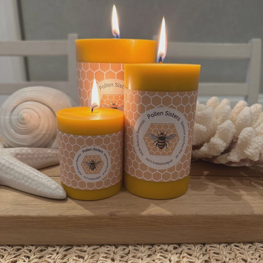 Candle - Mini Hum - Medium Pillar – 100% Pure Beeswax