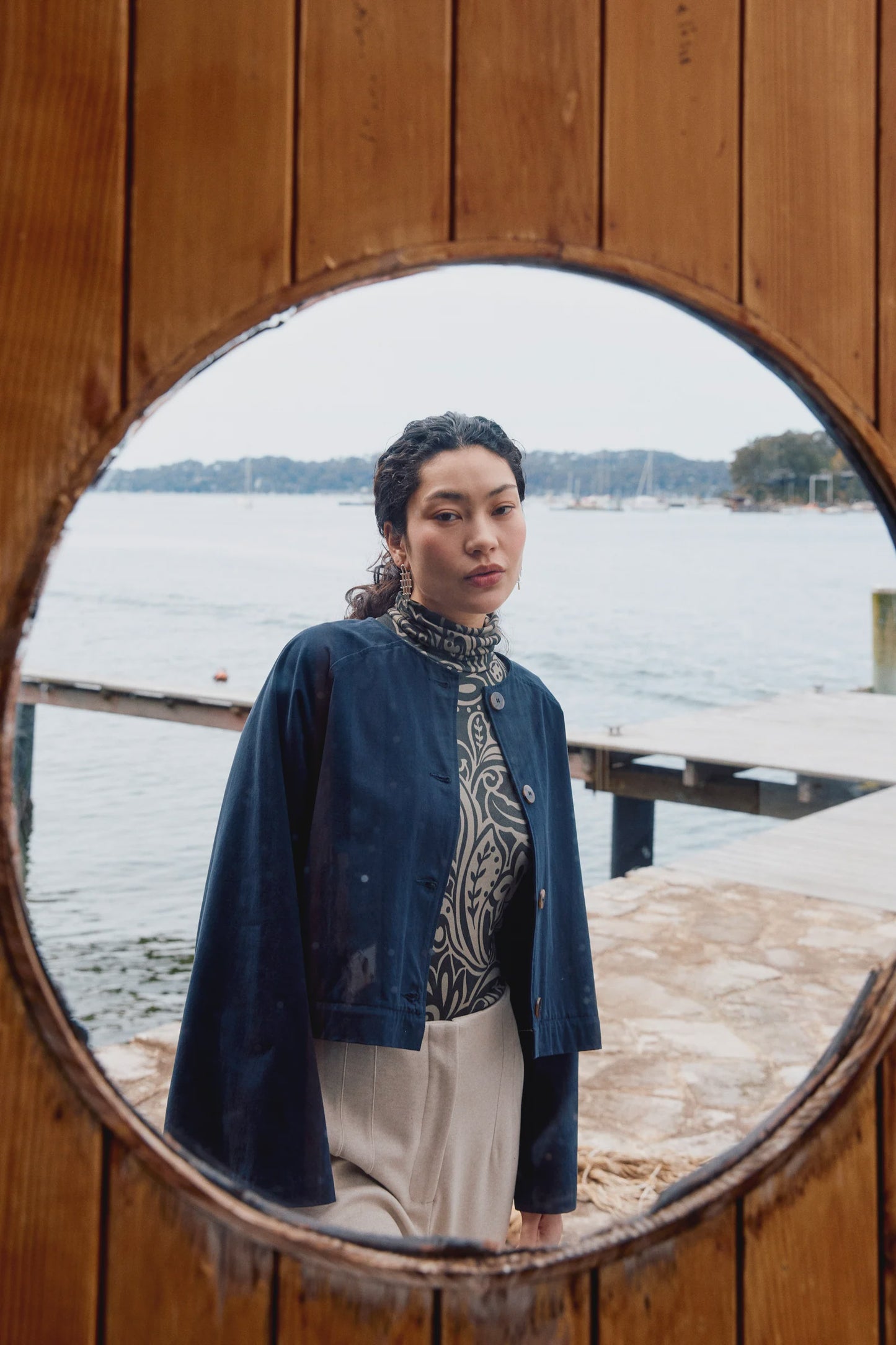 Farida Convertible Coat - Navy