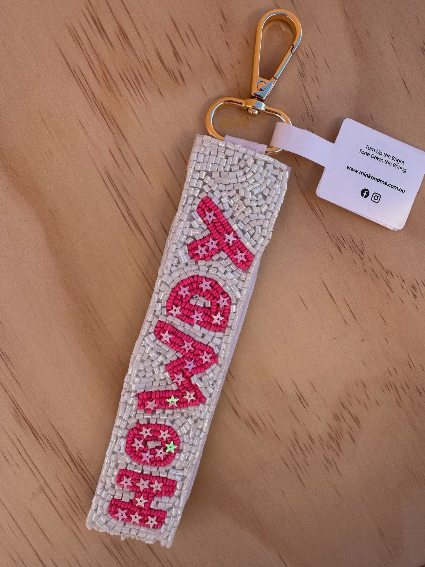 Howdy Beaded Keychain.