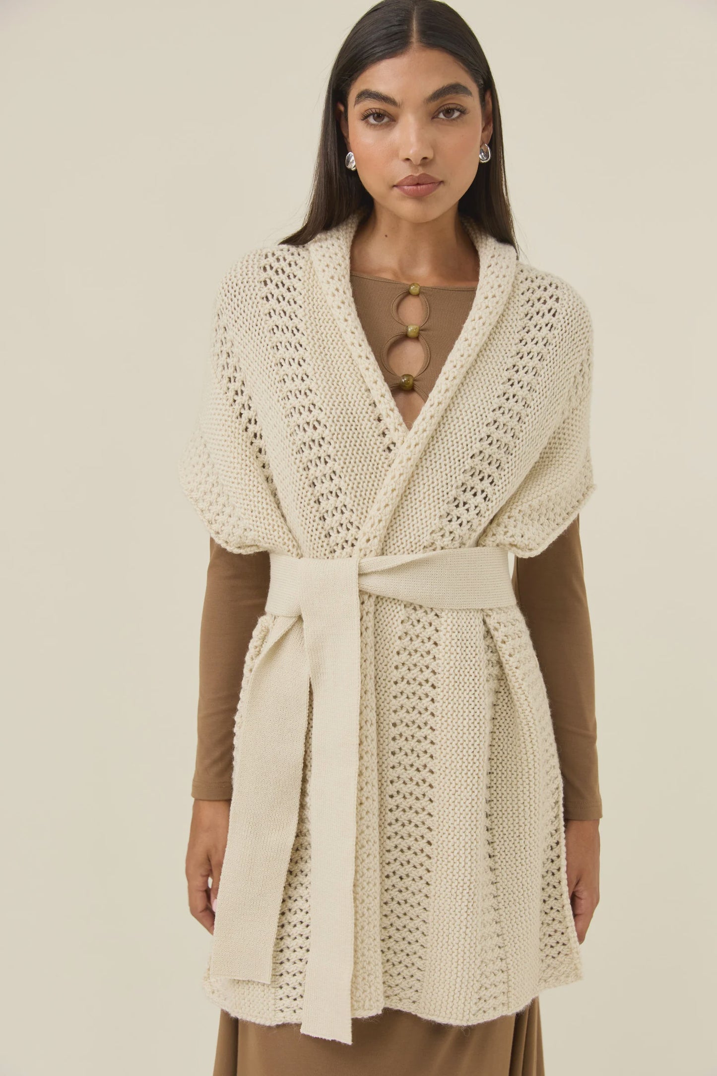 Luna Relaxed Knit Vest - Ivory