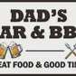 Enamel Wall Sign - Dad's Bar & BBQ 46cm x 28cm