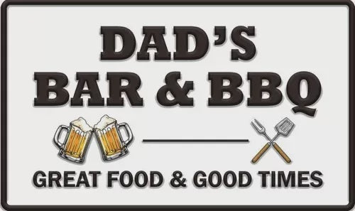 Enamel Wall Sign - Dad's Bar & BBQ 46cm x 28cm