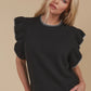 Athena Frill Knit Top - Onyx