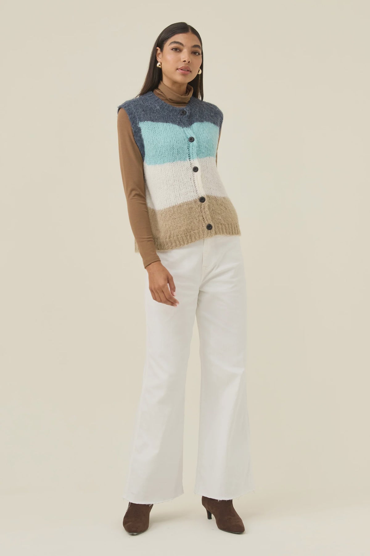 Pallas Stripe Knit Vest - Ice Blue