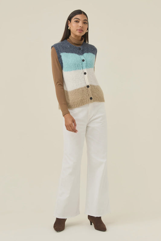 Pallas Stripe Knit Vest - Ice Blue