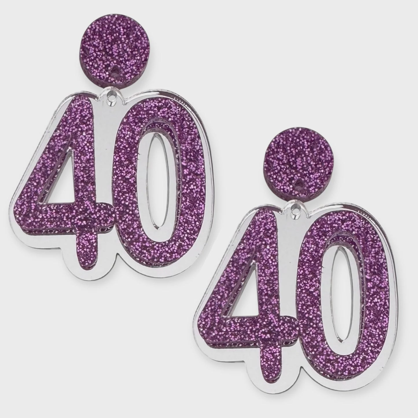 40 Birthday Earrings (Silver / Purple)
