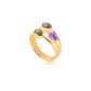 925 Silver / 18 carat gold plated ring - Gray Moonstone - Amethyst - Labradorite