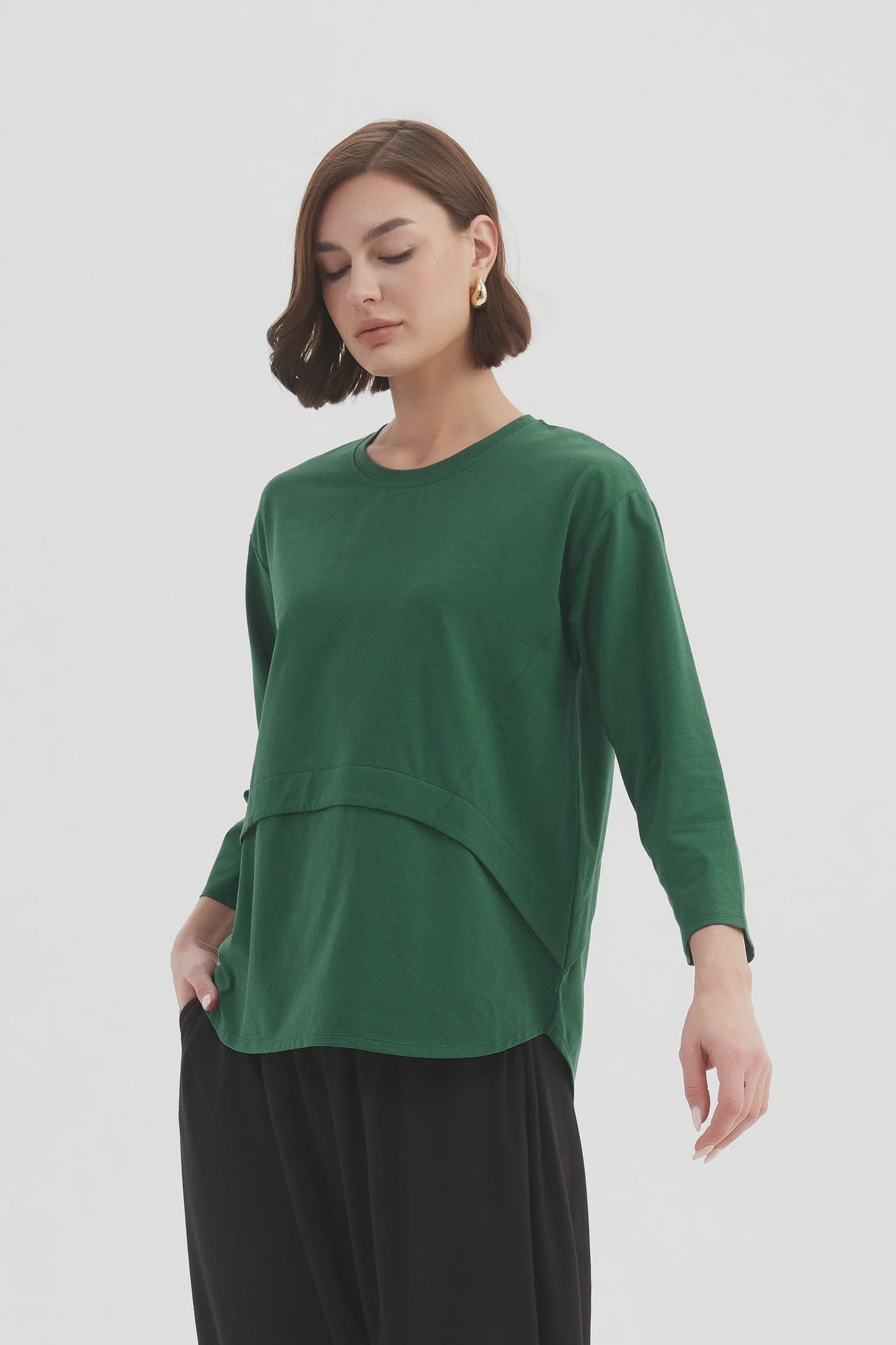 Curved Seam Top - Hunter Green