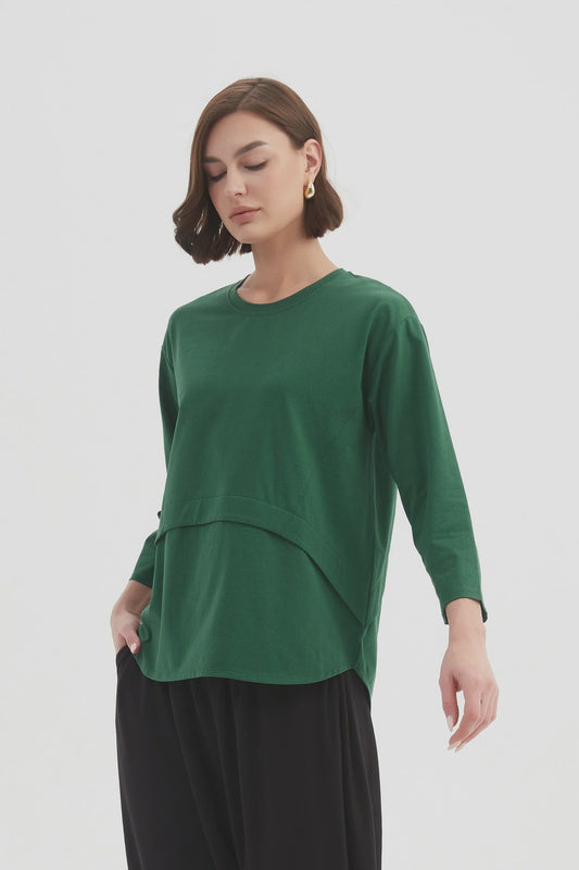 Curved Seam Top - Hunter Green