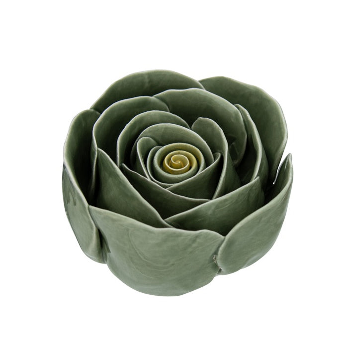SPRING CERAMIC FLOWER ROSE SAGE & YELLOW