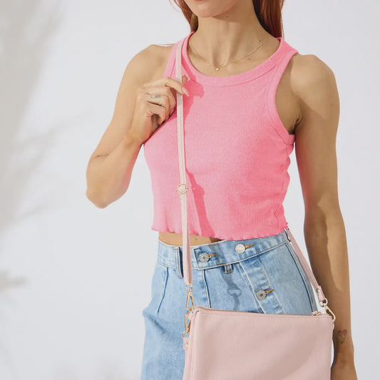 Vegan Leather Coral Springs Crossbody - Light Pink