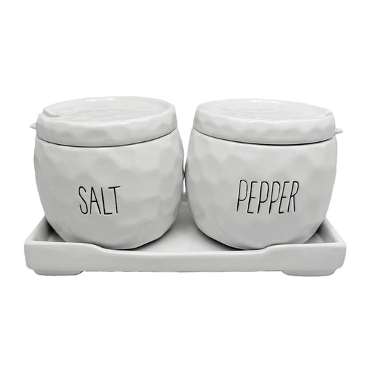 WHITE CERAMIC SALT PEPPER SET