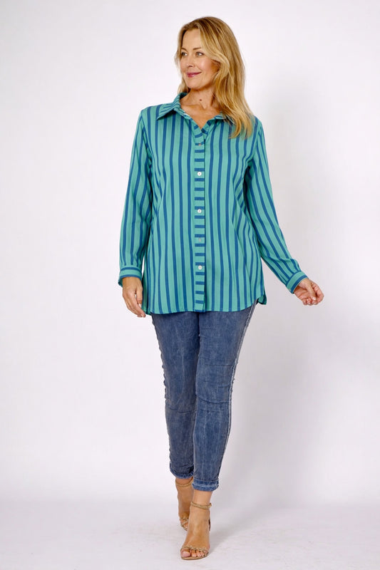 Rosalind Stripe Shirt Petrolio Stripe